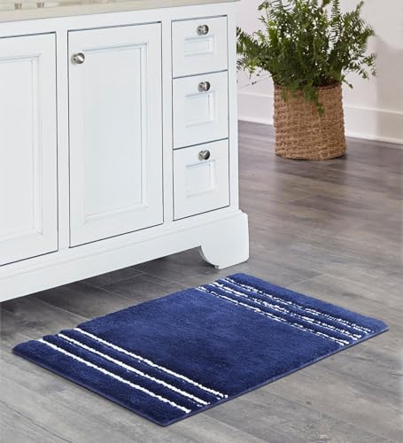 Image of Obsessions Ultra Soft Solid Bath Mat - Premium 1950 GSM Density, Anti-Skid Safety Backing & Superior Absorbency for Quick-Dry Comfort (40x60 cm, Midnight Blue)