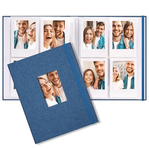 Vienrose Mini Álbum de Fotos Polaroid Libro 104 Bolsillos 86 x 54 mm Imágenes para Fujifilm Instax Mini 9 11 12 25 26 40 50s 90 Evo Z2300 Cámara Instantánea, Polaroid Snap Azul Paquete de 1