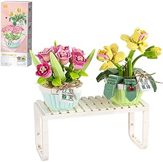 Bonsai Building Blocks Kit, Creative DIY Home Décor Mini Particle Botanical Collection Building Toy Set for Adults Kids (Tulip 409pcs)