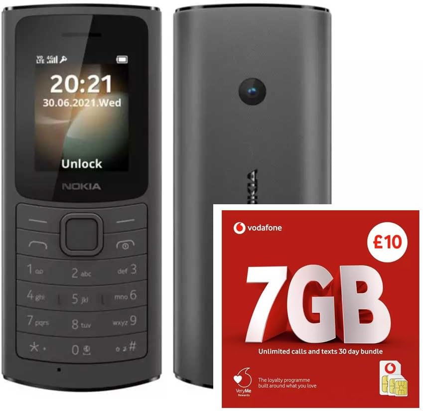 Nokia 105 mobile phone with £10 Vodafone sim preloaded Ready to use Black Amazon.co.uk