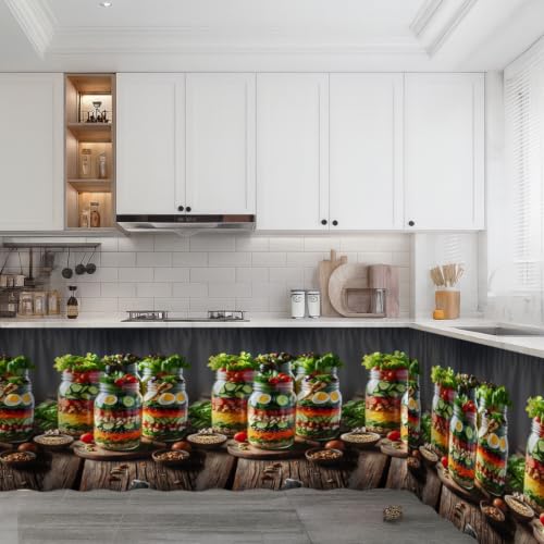 Image of Premium Printed Kitchen Sink Curtain | Washable & Dustproof Rod Pocket Counter Skirt | Perfect for Any Sink,Counter | Multicolor Cooking Theme for Home & Kitchen (150cm X 70cm) (2, Jaar)