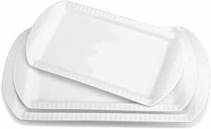 LIFVER Large Serving Platter Set, 16&#34;/14&#34;/12&#34; 3-Piece White Porcelain Platters for Turkey and Food, Serving Dishes Oven Safe Dinner Plates, Serving Trays Perfect for Entertaining and Appetizers