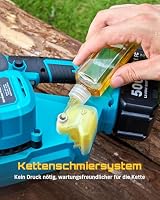 SEESII 12 Zoll Akku Kettensäge mit 2×5.0Ah Akku & Ladegerät, Brushless Elektrisch Kettensäge mit Automatischem Öler & Werkzeugloser Kettenspannung, Holzsäge Elektrisch für Gartenarbeit, Baumpflege – Ansicht 6