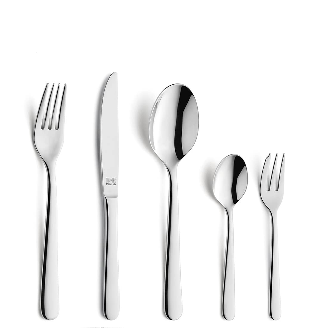 Beckmann Besteckset 60-tlg, Edelstahl, spülmaschinengeeignet | Besteckset für 12 Personen, Klingenstahl 13/0, rostfrei, Wellenschliff, mit Menümesser, Gabeln und Löffel