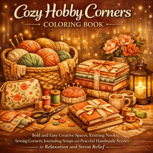 Cozy Hobby Corners Coloring Book: Bold and Easy Creative Spaces, Knitting Nooks, Sewing Corners, Journaling Setups and Peaceful Handmade Scenes for ... Stress Relief (Cozy Line Studio Collection)