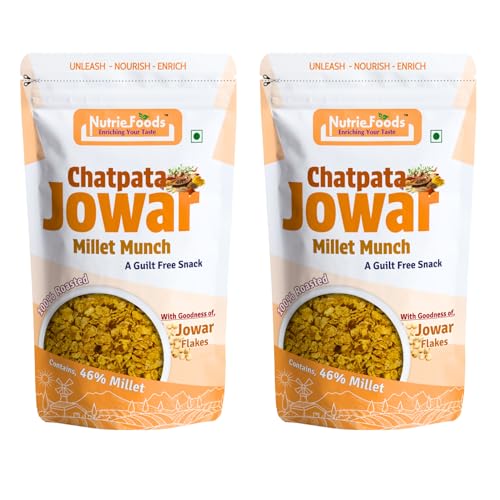 Image of Nutriefoods Millet Mix Munch Snack, 100% Roasted Millets, Guilt Free, Nutritious Munch (Chatpata Jowar (Pack of 2), 200gm)