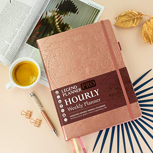 Image of Legend Planner PRO Hourly Schedule - Weekly & Daily Organizer with Time Slots. Appointment Book Journal for Work & Personal, A4 (Rose Gold)