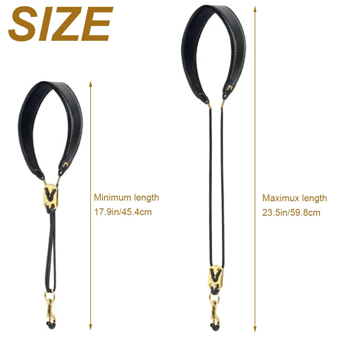 EIHI Tracolla per Sax, Cinturino per Collo Nero, per Contralto, Baritono, Vecchio Tenore, Soprano, Super Fibra, Gancio in Metallo, Accessori per Strumenti Musicali