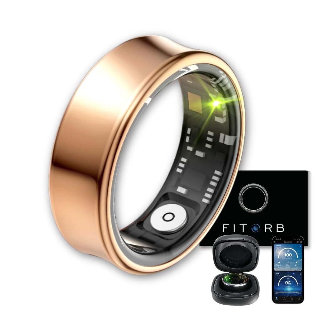 Fitorb Smart Ring Pro - Das Original. High-Tech Fitness- & Gesundheitsring, Schlafanalyse, 24/7 Aktivitätstracking. Temperaturmessung, Stess. Proberinge. (Neptun, Roségold, 19,1 mm (9))