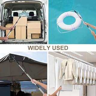 Outil de ramassage télescopique pour camion - Perche extensible de 1,25 à 1,92 m avec deux crochets - Outil de portée robuste pour récupérer facilement les articles (tige jaune)