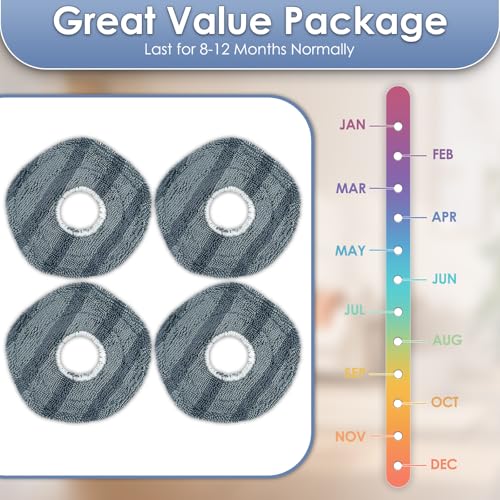 (4 Stück) Waschbare, Wiederverwendbare Wischpads für Eufy X10 Pro Omni, Starke Fleckenentfernungstücher, Stoffpads aus Premium Mikrofaser