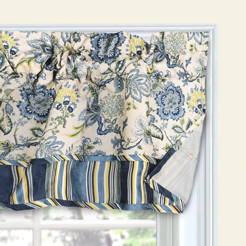 Image of Waverly Navarra 100% Polyester Window Valance Curtain, Procelain, 52 inchx16 inch