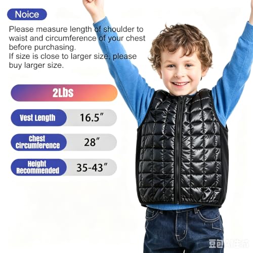 Image of Weighted Vest for Kids，Sensory Calming Support for Children with 2lb, 3lb, 4lb Weights(Ages 2-13) ,Breathable & Washable for Active Play(Grey)