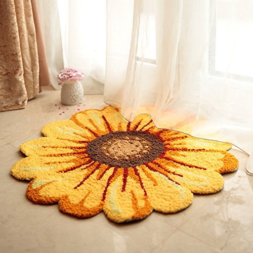 Ustide Handmade Sunflower Rug Mat Girls Bedroom Rug Non-Slip Bath Mat Floor Rugs 2X2 #TOP5