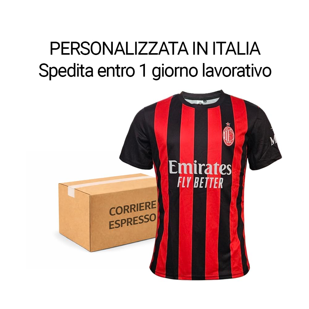 AC Milan Maglia Replica Personalizzabile, 100% Poliestere, Taglie 4Y-XXL, Vari Modelli