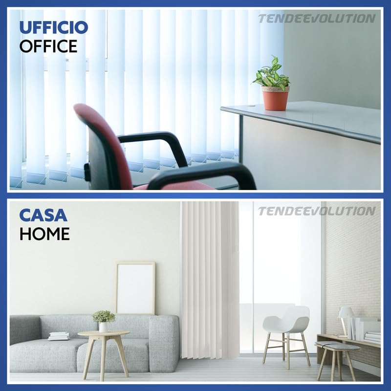 TENDEEVOLUTION Tenda a Strisce Verticali con Bande in Tessuto Shantung da 127 MM, Tenda da Ufficio per Interni con Bande Verticali e Staffe a Soffitto, Misure e Colori Personalizzabili