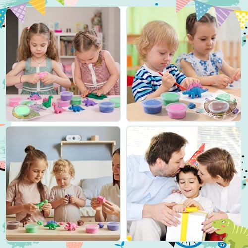 Tasdurian 24 Set Dinosaur Party Favors for Kids Air Dry Modeling Clay DIY Adopt a Dinosaur Birthday Party Supplies Art Crafts Dino Goodie Bags Stuffers Toy Gifts for Kids Girls Toddler Prizes - Image 5