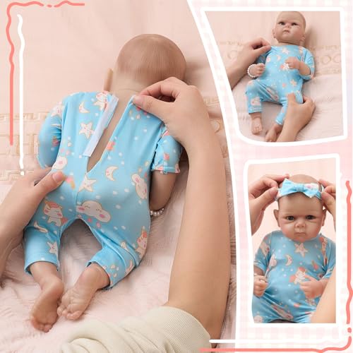Image of Reborn Baby Doll Clothes Set for 18 Inch Colorful Babydolls Clothes Outfits Realistic Cute Strawberry Fruit Pattern Dress Accessories with Headband Bulk for Girl(Dress & Cozy Set)