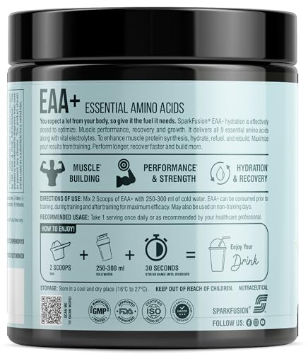 Image of Sparkfusion 8500 mg Eaa+ & 6000mg Bcaa (300 gm) Essential Amino Acids | Pre /Intra Workout and Muscle Growth & Recovery | All 9 Essential Amino Acid EAA Powder (Smash Apple)
