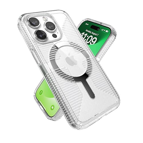 Image of Speck Clear iPhone 15 Pro Case - Slim, Built for MagSafe, Drop Protection Grip - Scratch Resistant, Anti-Yellowing, 6.1 Inch Phone Case - GemShell Grip Clear