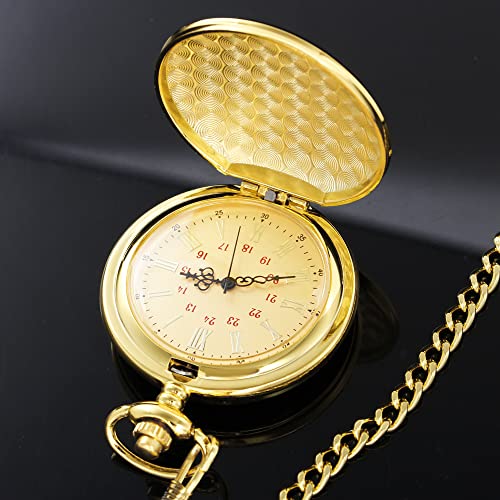 Image of Tiong Smooth Pocket Watch,Personalized Pocket Watch,Customized Watches for Men,Engraved Pocket Watches for Father's Day with Chain