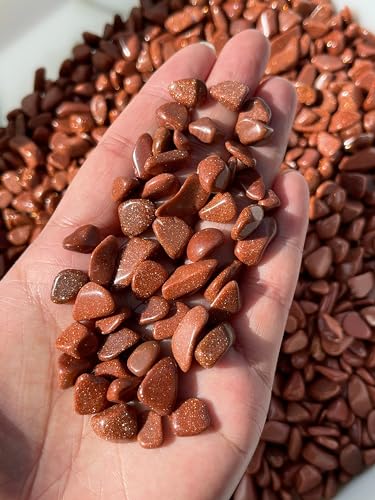 Image of GAF TREASURES 2 oz Lot Semi Tumbled Gemstone Chips, Crushed Mini Crystals, Undrilled Crystal Chips (Red Goldstone)