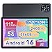 Tablet 2026 Android 16 Tablet with Gemini AI 2.0, 11 Inch FHD Display, 24GB RAM 256GB ROM /2TB TF, 4G SIM Card Slot, T7250 CPU+16MP Camera, 8000mAh/18W, Android Tablets with TÜV Certified Netflix HD