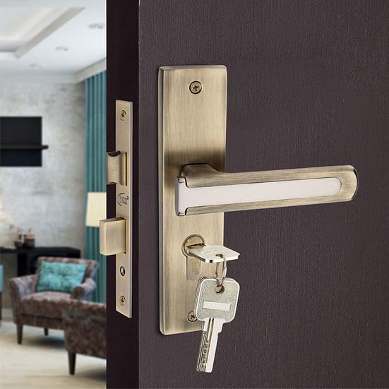 iKG Mortise Handle IMH-106 Plate 8" CYS IML05 E-OSK-70MM Combo | Zinc Alloy Door Handle Set Color : Antique+ Grey