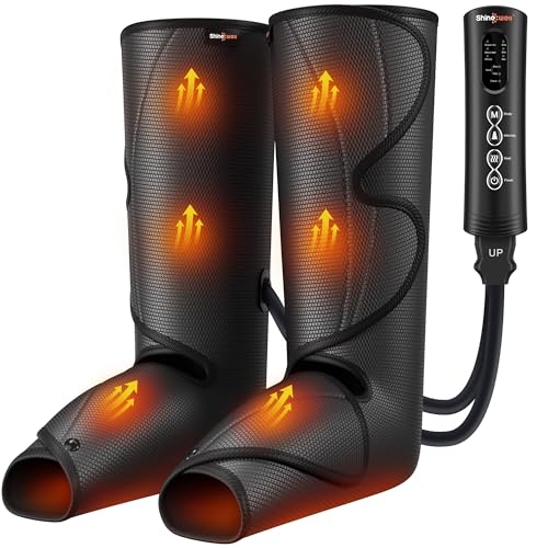 Image of SHINE WELL Leg Compression Massager, Leg Massager for Circulation and Pain Relief, Air Compression Foot and Calf Massager with Heat for Swelling, with 2 Extenders, Wellness Gift for Mom Dad Friend