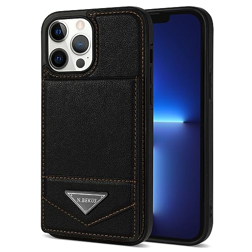 Coque cuir iPhone 13 Pro fente carte support antichoc noir