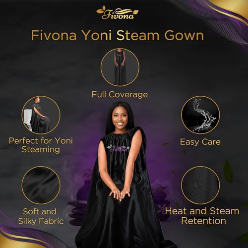 Image of FIVONA 4 in 1 Yoni Steam Kit Black - Foldable Over The Toilet Steamer Seat with Herbal Blend, Storage Bag and Steam Gown - Effective Detox pH Balance Cleansing and Relaxation