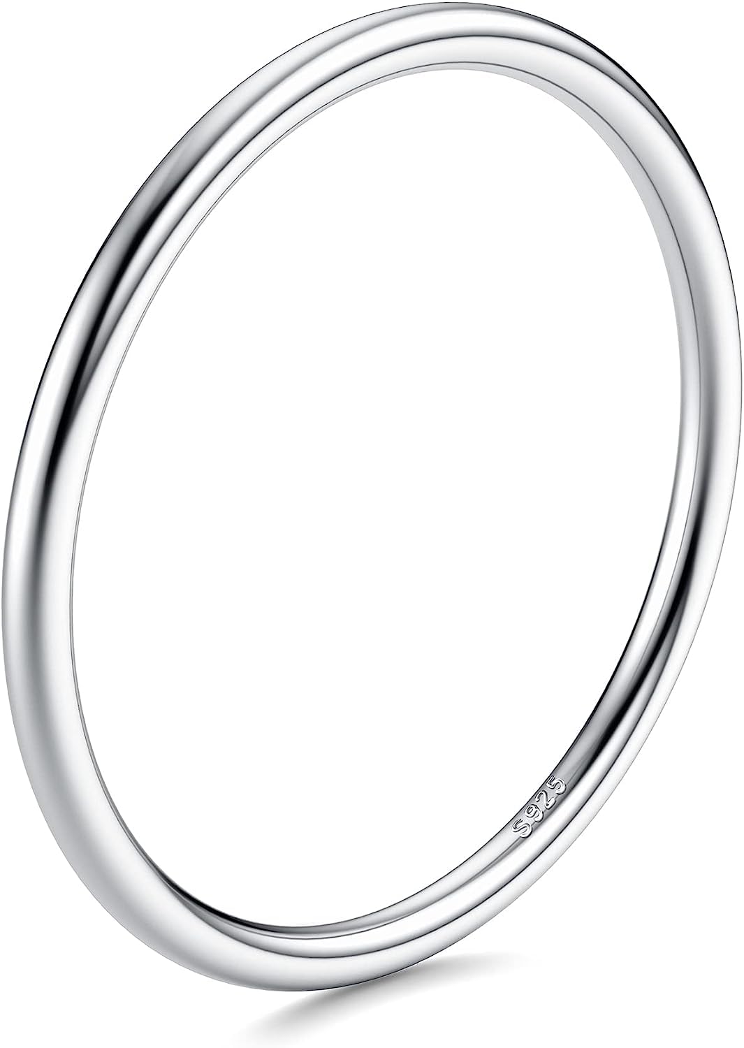 ORAZIO1mm Anillo Delgado S925 Anillo de Plata de Ley Stacking Midi Pulgar Nudillo Meñique Anillo Pulido Liso Minimalista Punto Dedo Banda Anillo para Mujeres Niñas Comfort Fit Tamaño 5 a11