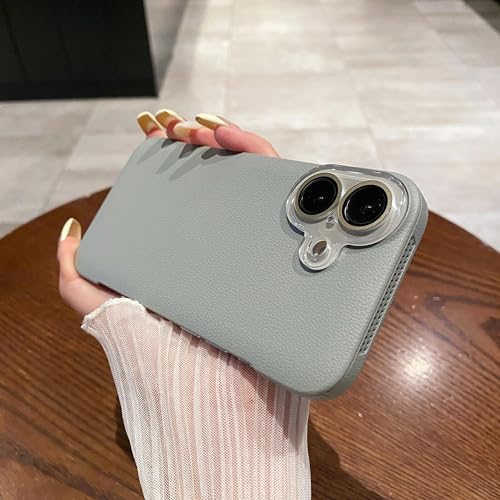 Coque ultra-fine en cuir de qualité supérieure sans cadre pour iPhone 15 Pro Gris