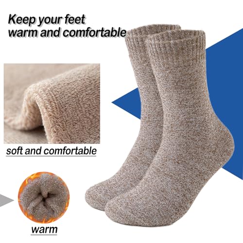 Josnown 5 Pairs Wool Socks Mens, Thick Warm Winter Thermal Cozy Boot Socks4
