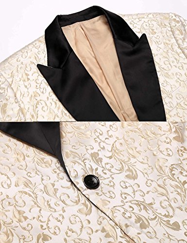 Coofandy Mens Floral Party Dress Suit Stylish Dinner Jacket Wedding Blazer One Button Tuxdeo Golden Us Xxl #TOP3