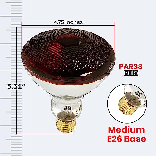 Bulbmaster Heat Lamp Flood Light Bulbs Infrared Reflector Incandescent Medium E26 Base (175/Par38/Red/2Pk) #TOP1