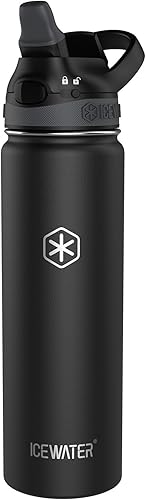 ICEWATER -Botella de agua aislada de 64 onzas, medio galón, con popote y asa de transporte, tapa bloqueable a prueba de fugas con boquilla de disponible en Yaxa Colombia