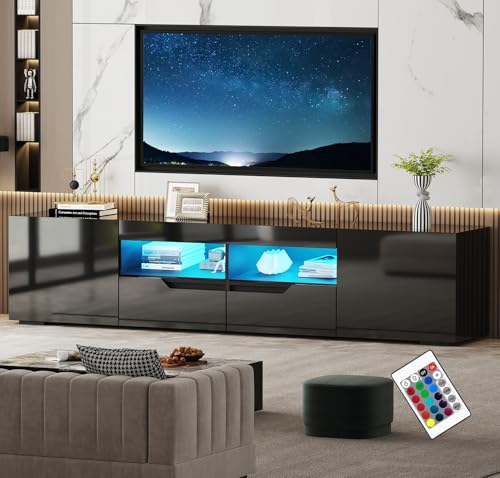 LSBIKE Hochglanz TV Schrank 200 cm mit 16 LED Farben – Modernes TV...