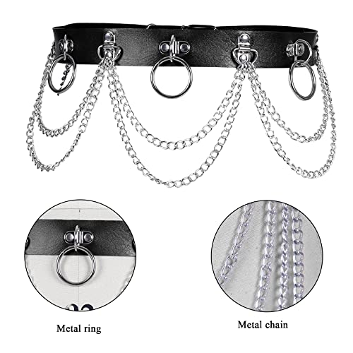 Women's Body Harness Fashion Leather Garter Belt Waist Metal chain Belt Halloween Punk Festival Dance Belt Costume2