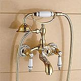 Wall-Mounted Shower Set Shower Faucet Bathroom Bathtub Faucet Luxury Golden Brass Bathroom Faucet