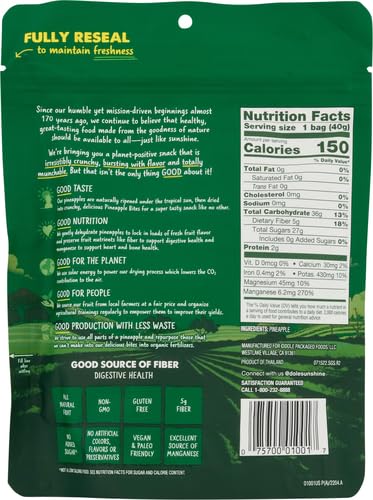 Miniatura 3 de Dole Good Crunch Bocaditos de frutas secas de piña, sin gluten y vegano, bolsa de 1.4 onzas
