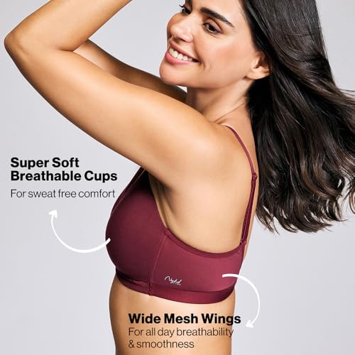 Image of NYKD NYB003 Wirefree Cotton All Day Comfort Triangle Padded with Breathable Cup & Detachbale Straps T-Shirt Bra for Women