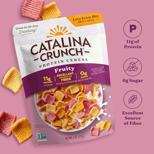Image of Catalina Crunch Protein Cereal - Sugar Free Breakfast Cereal with 11g of Protein - Gluten Free - Fruity - 8 oz. Bag (Pack of 3) (Packaging May Vary)