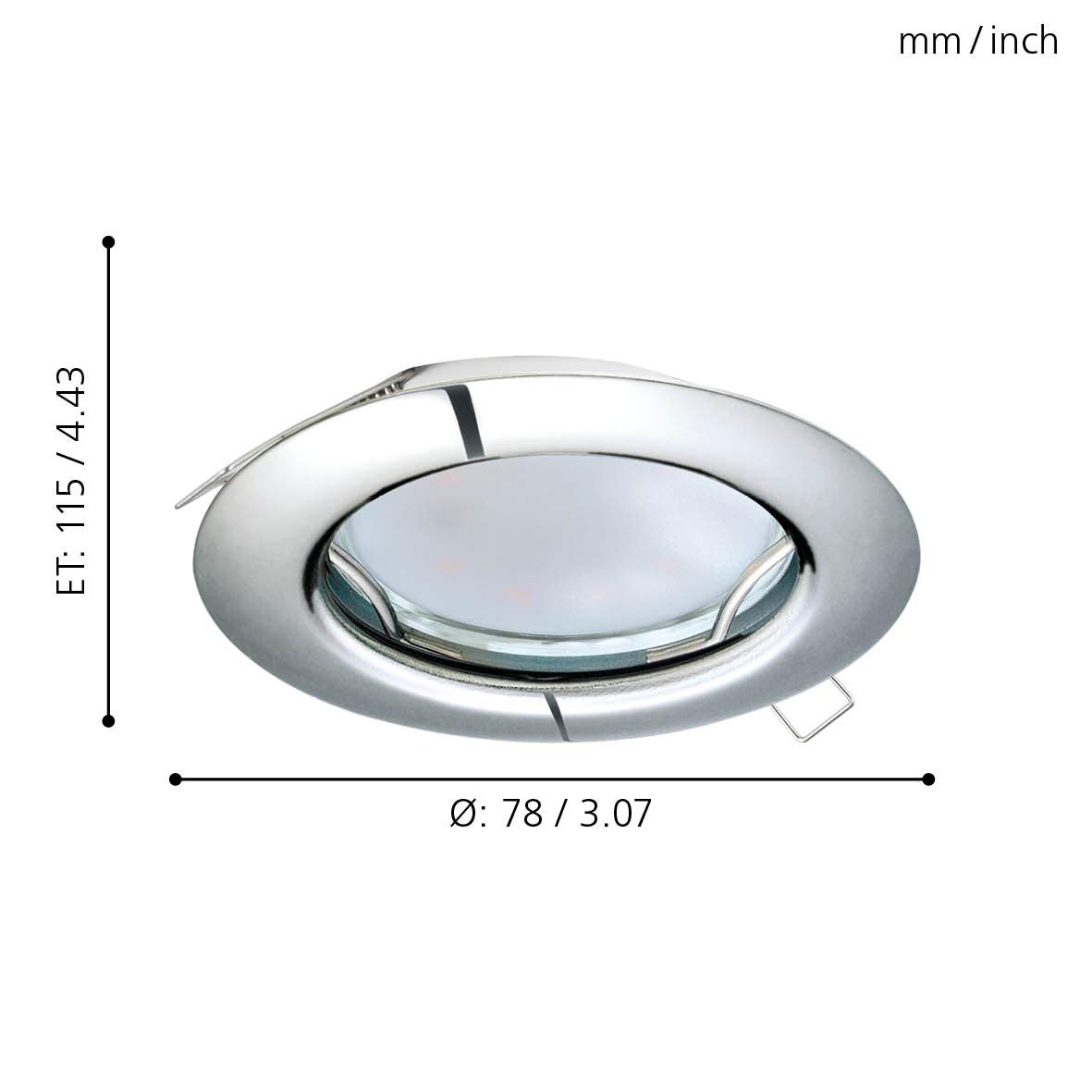 Eglo 3-piece recessed Spotlight Set Peneto, Steel Spots in Chrome, 3 recessed Lights with GU10 Socket, LED Bulbs Included - Image 4