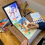 Vigo Wood Drewniana Taca na Laptopa 15,6'' z Poduszką, Biurko na Kolana z Uchwytami na Tablet i Telefon, Idealne do Łóżka i Kanapy