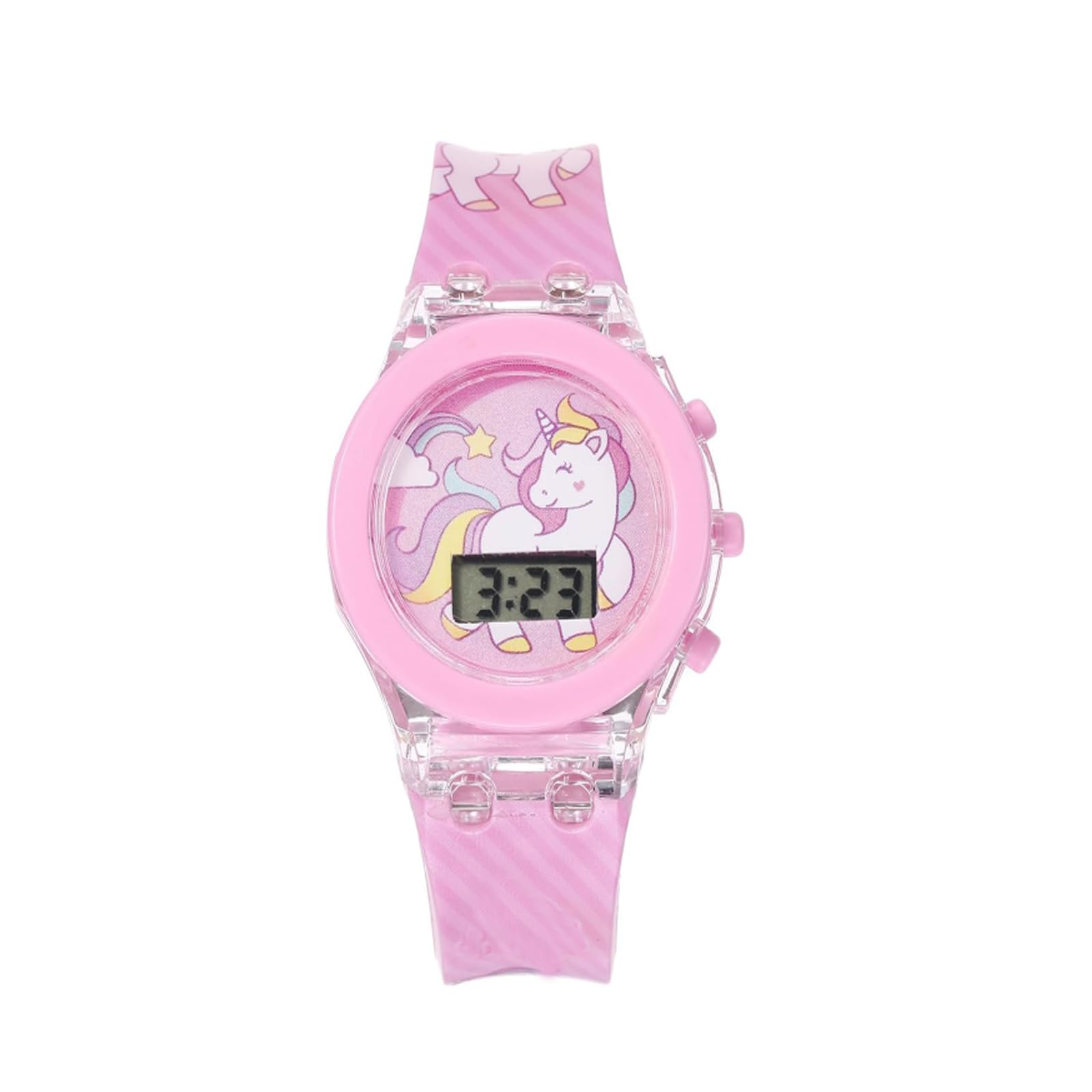 WisfunllyChildren's Luminous Watch, Pink Kids Digital Sports Watch Boys and Girls Outdoor Waterproof Watch for School Students