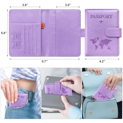 Image of Eoehro Passport Holder for Travel Essentials, Passport Wallet Cover Case for Travel Must Haves Accessories,Passport Book Holders for Women and Men(Light Purple)