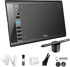 Tablet de desenho gráfico UGEE M708 25,4 x 15,2 cm Tablet de desenho grande com 8 teclas de atalho, Stylus passiva de 8192 níveis de pressão, UGEE M708 Tablet gráfico para pintura, design, esboço de criação de arte