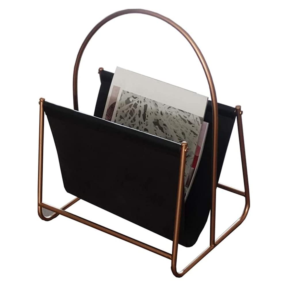 LYAID Magazine Newspaper Holders Magazine Holder, Newspaper Rack Newspaper Stand Black Gold Metal Floor Storage Magazine Newspaper Baskets