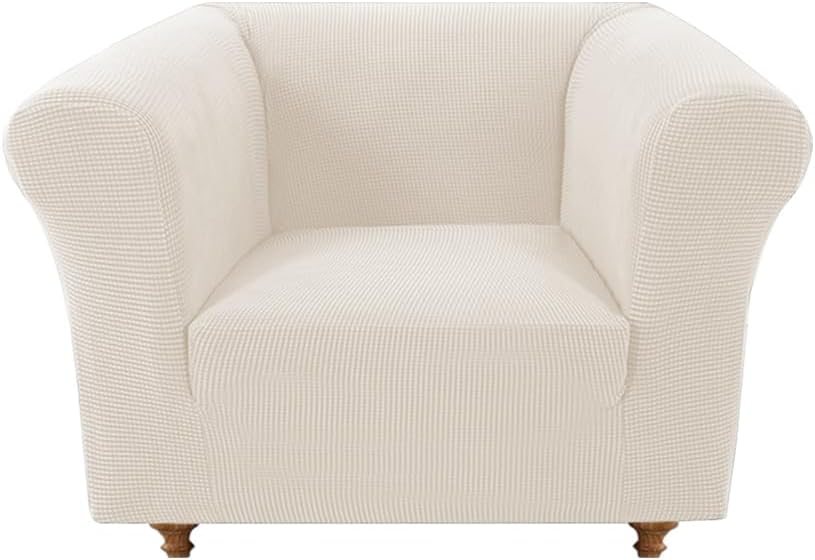 Super Stretch Sofa Covers for Chesterfield Sofa Non-Slip Couch Cover Living Room Stretchy Pet Furniture Protector (Chair, Ivory)